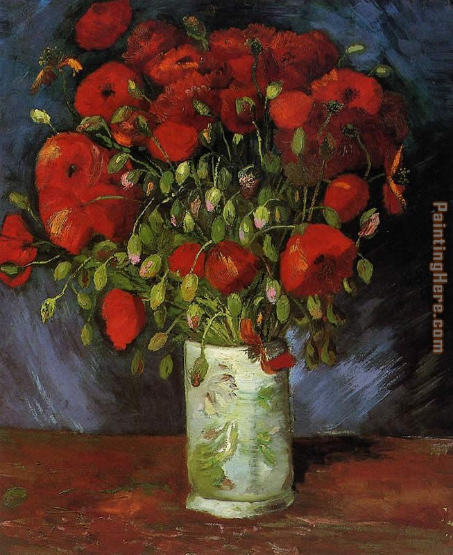 Vase with Red Poppies painting - Vincent van Gogh Vase with Red Poppies art painting